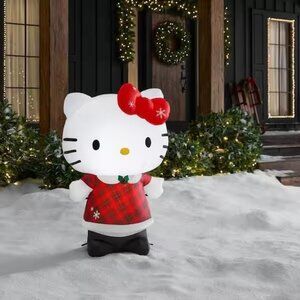 Gemmy 3.2ft Tall Hello Kitty in Holiday Plaid Dress Christmas Inflatable Yard